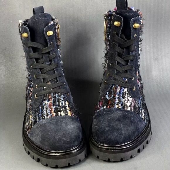 Kurt Geiger London Kensington Tweed Lug Sole Combat Booties Boot women size 6 - Picture 5 of 12